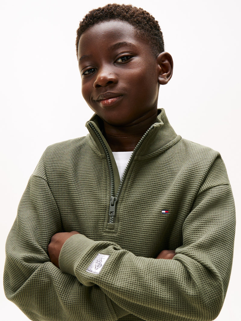 Kids Waffle Quarter-Zip Sweatshirt