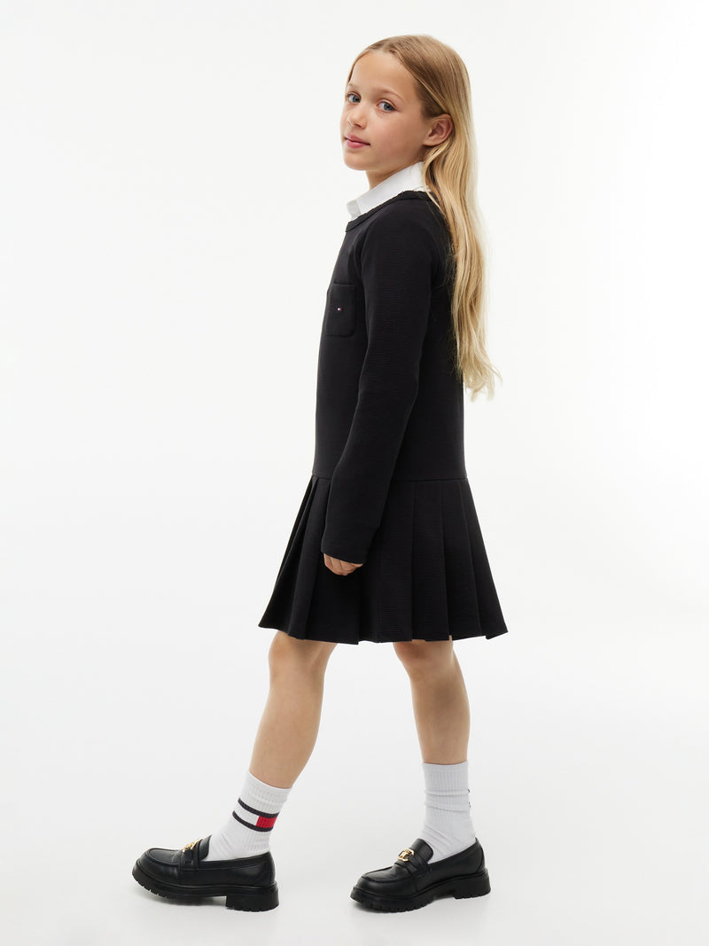 Kids Long-Sleeve Solid Knit Skater Dress
