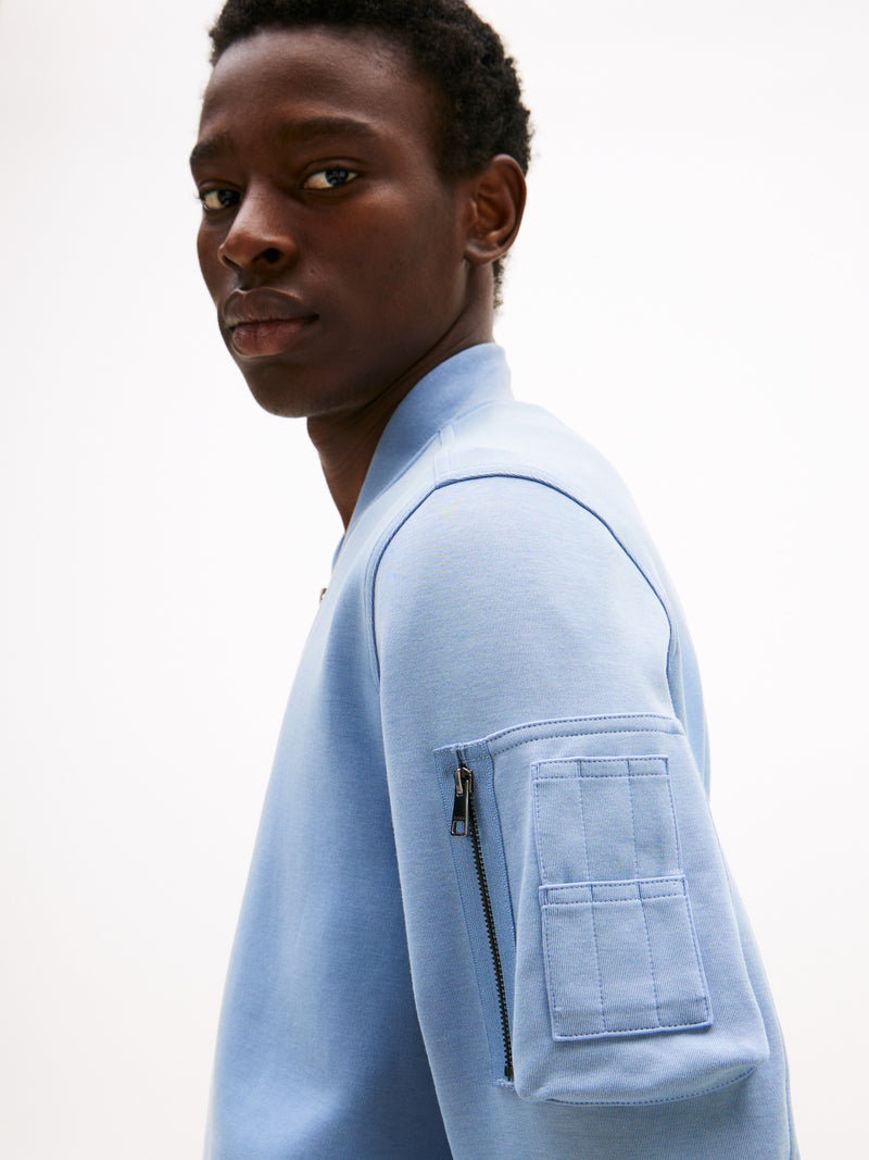 Regular Fit Zip Thru Interlock Sweater