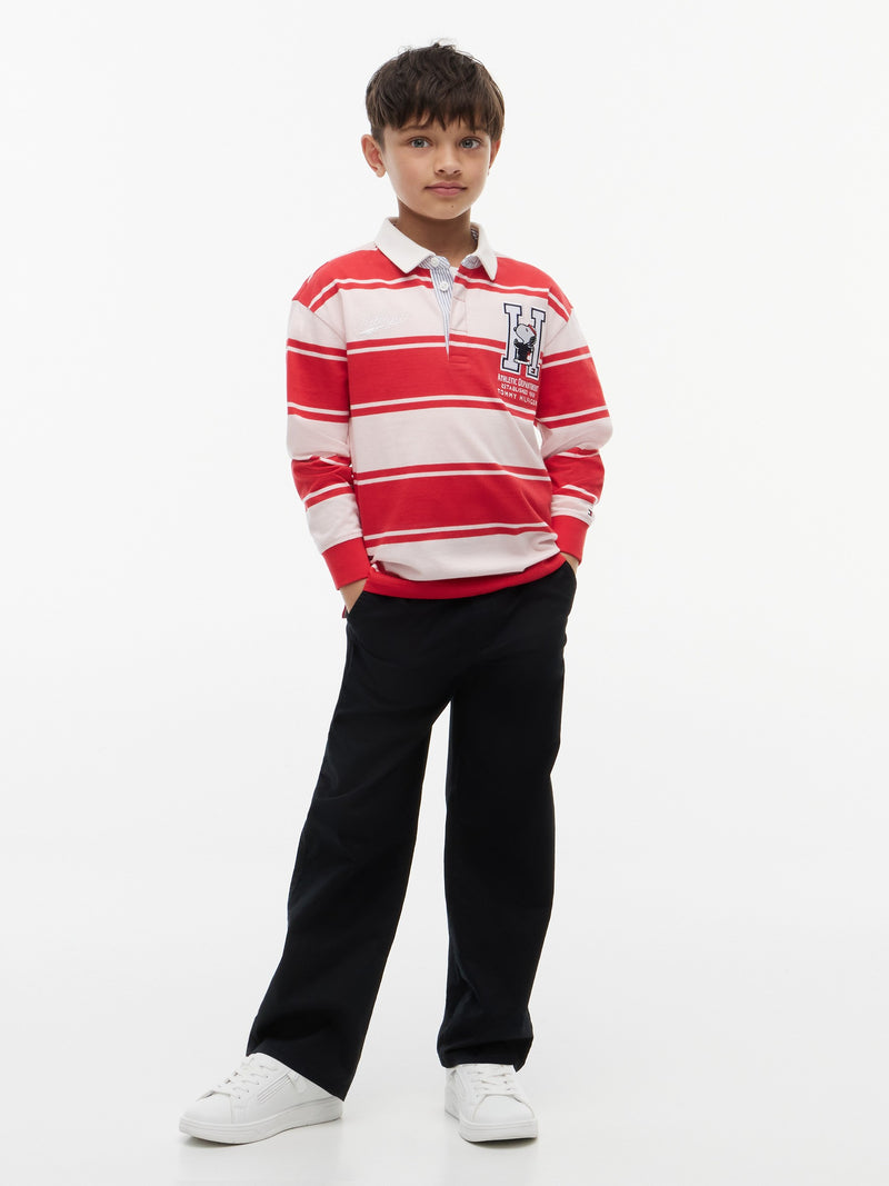 Kids Long-Sleeve Stripe Peanut Polo