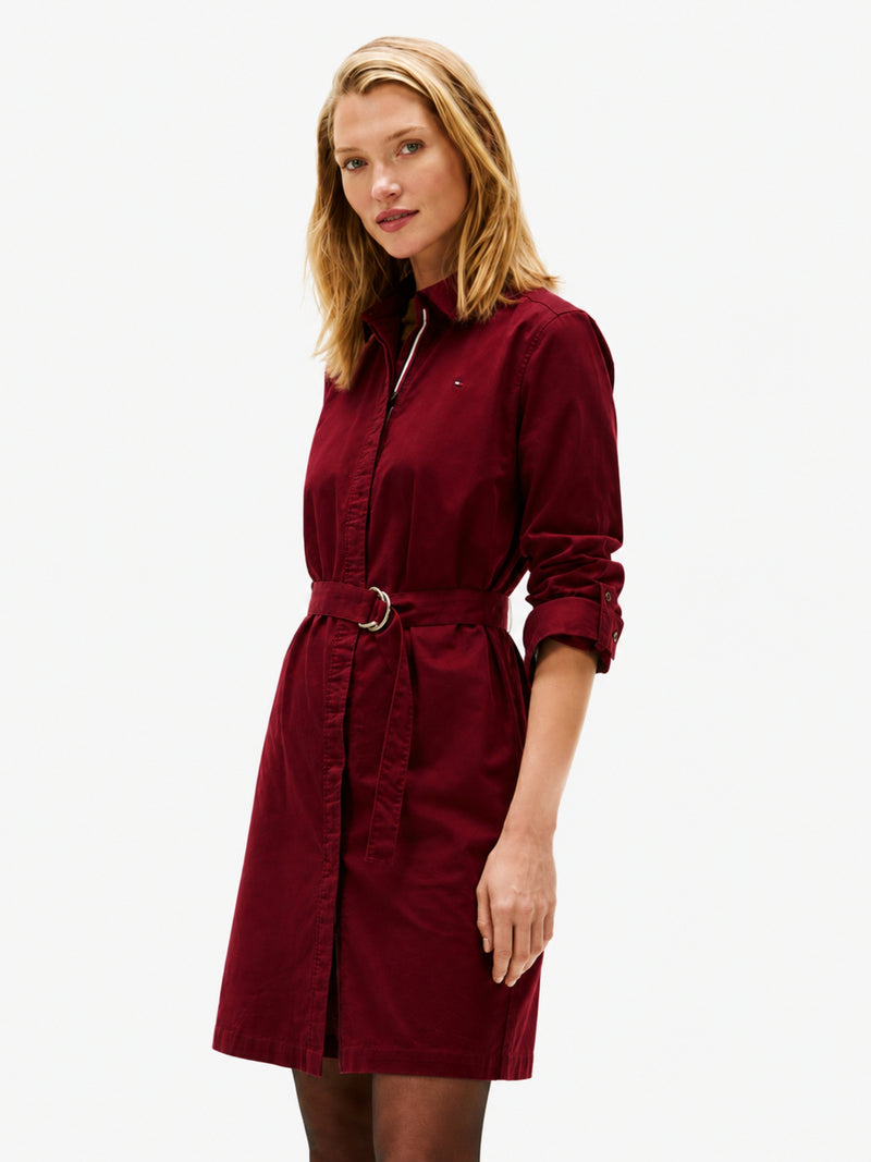 Full Sleeve Solid Cotton Blend Shirt Dress
