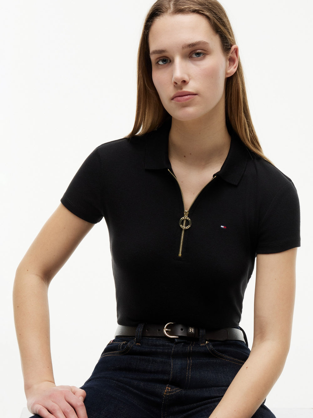 Solid Slim Fit Half Sleeve Ribbed Polo