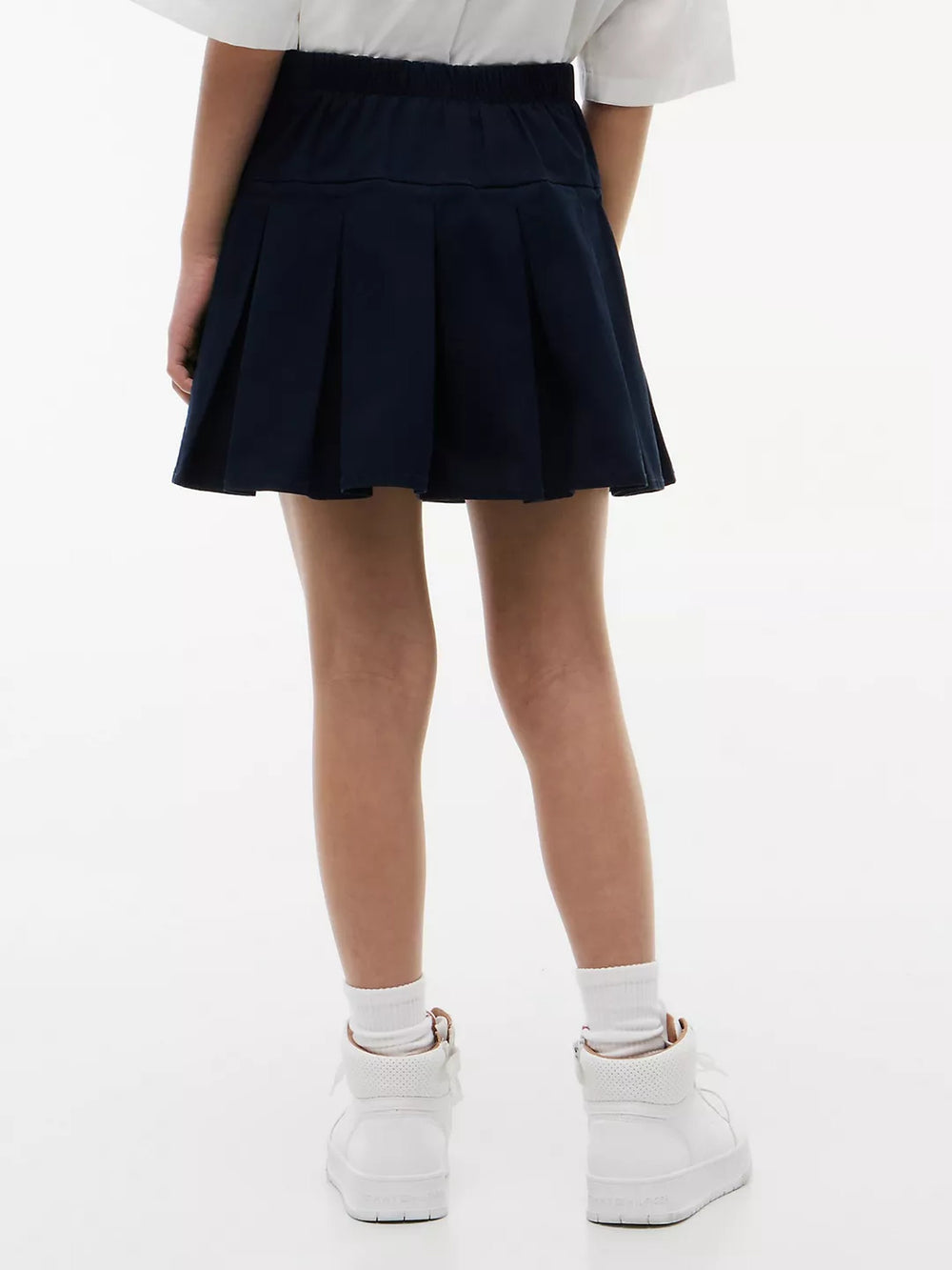 Girls Solid Pleated Skirt