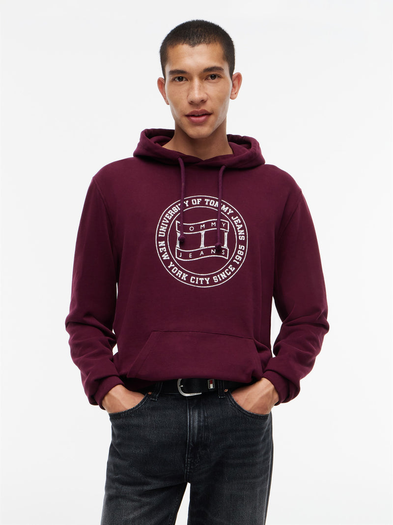 Regular Fit Diagonal Terry Hooded Sweatshirt