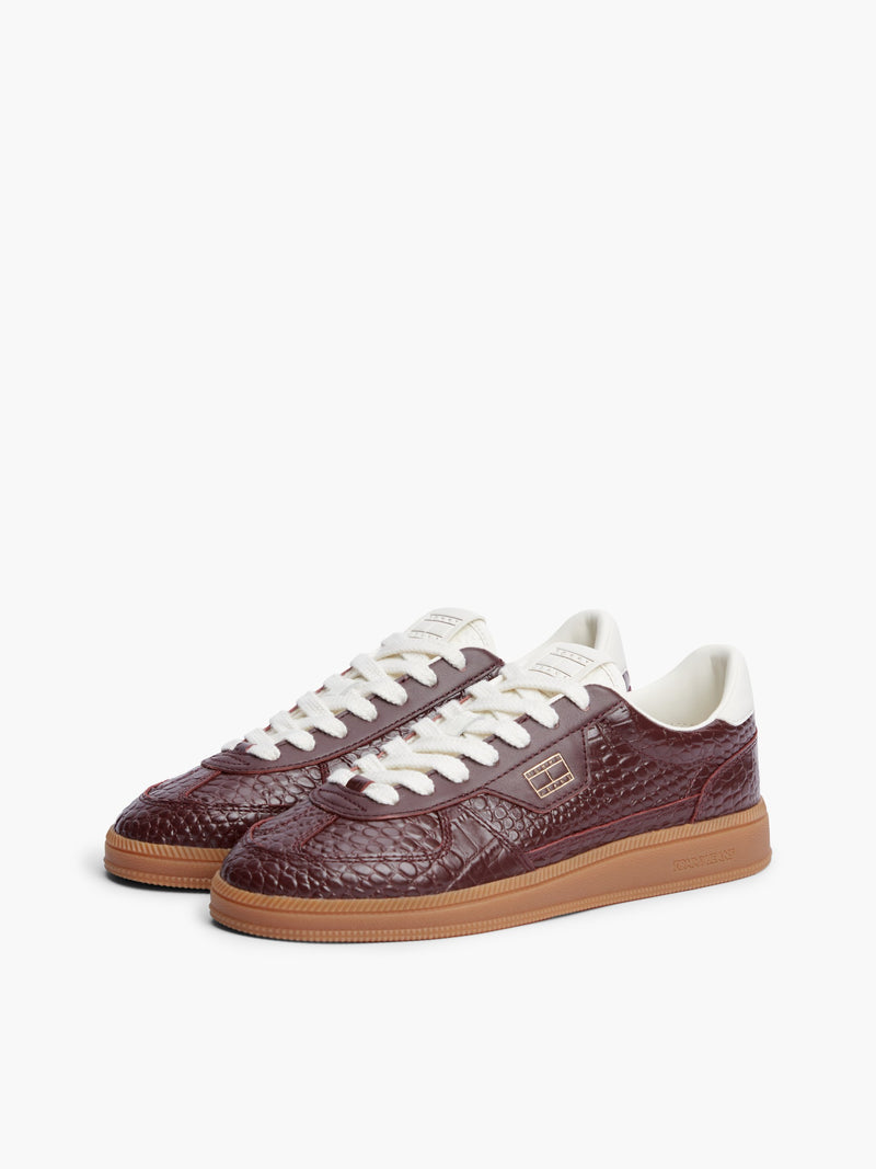 Women Croco Embossed Low Profile Sneaker
