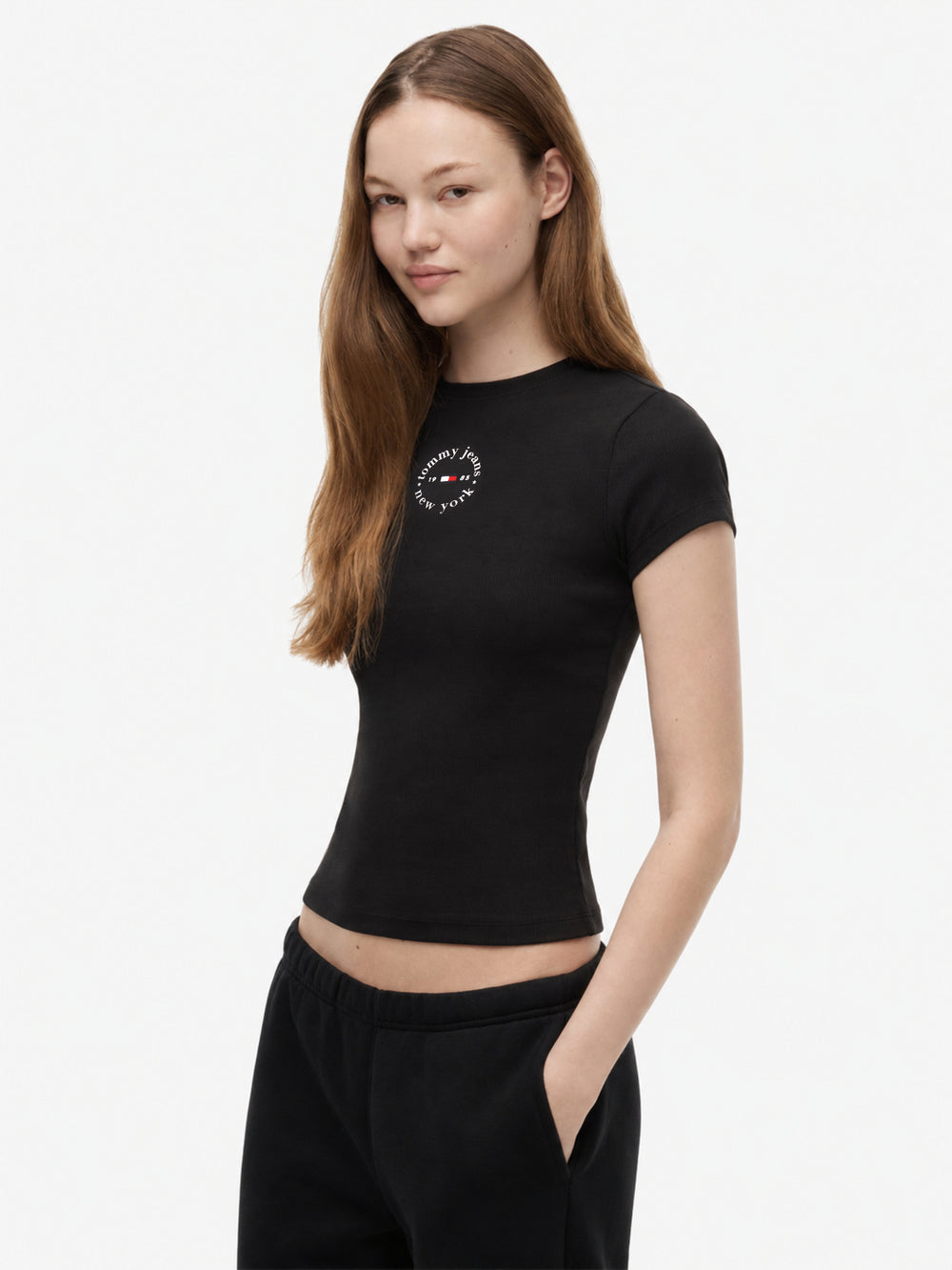 Solid Slim Fit Half Sleeve Ribbed T-Shirt