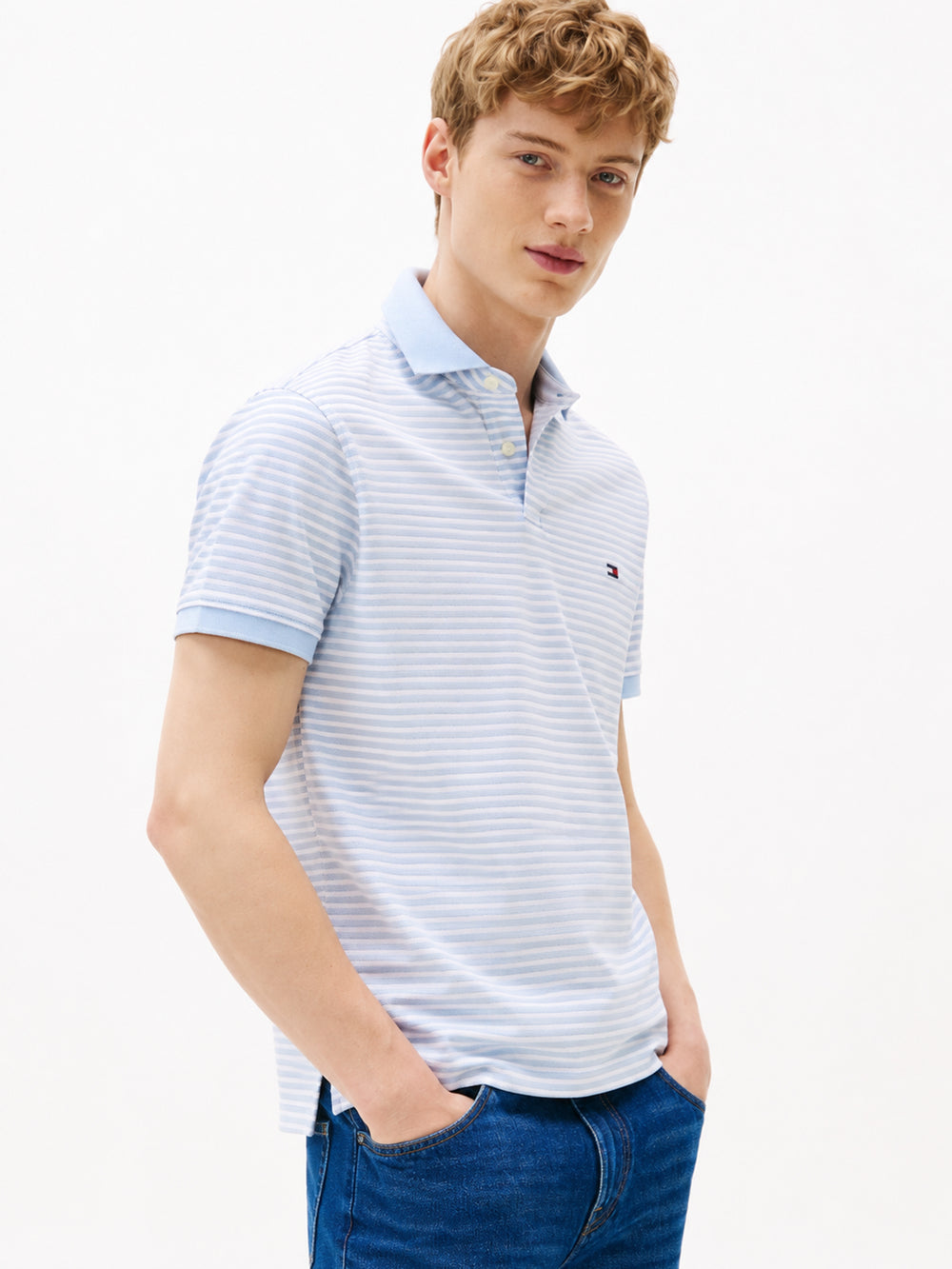 Regular Fit Striped Pique Polo