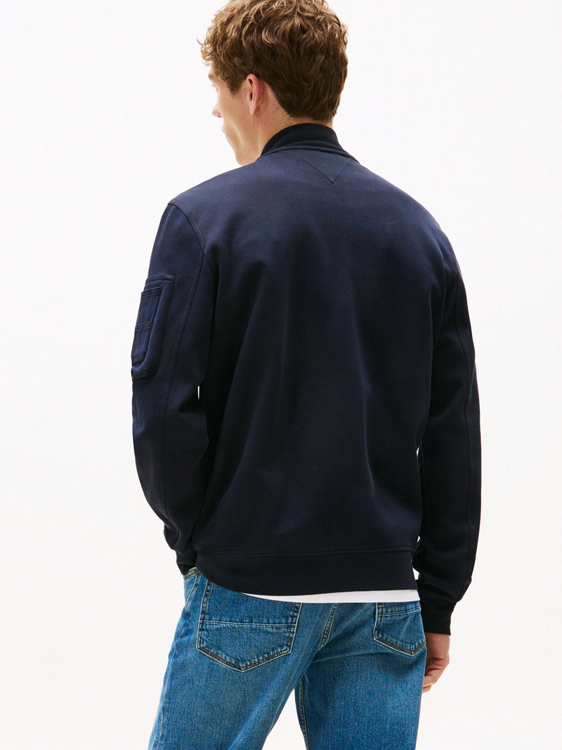 Regular Fit Zip Thru Interlock Sweater