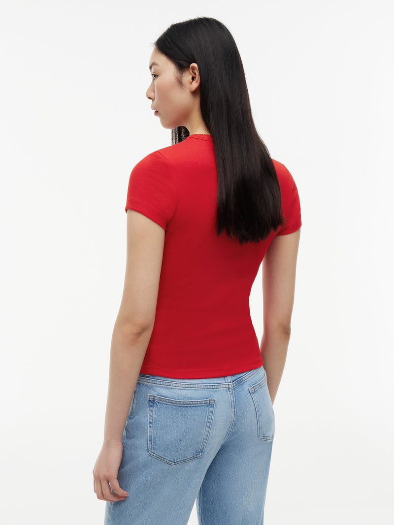 Solid Slim Fit Half Sleeve Ribbed T-Shirt
