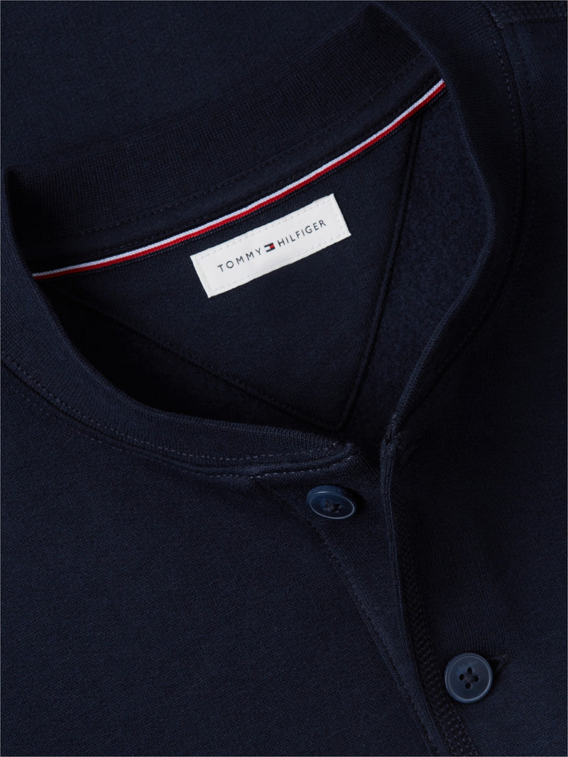 Henley Neck Fleece Sweatshirt