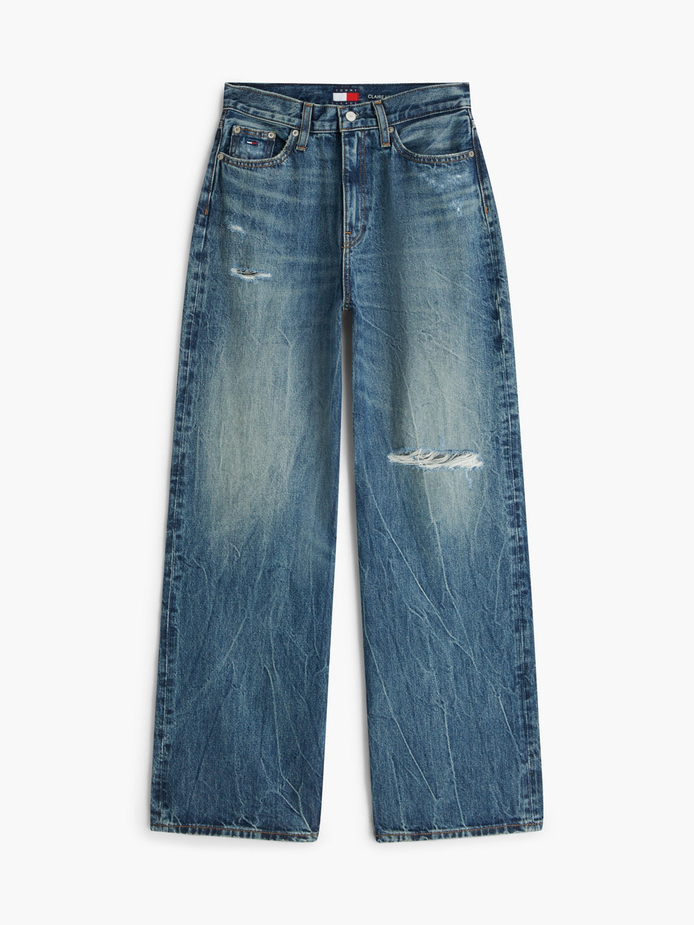 High Rise Mid Wash Wide Jeans