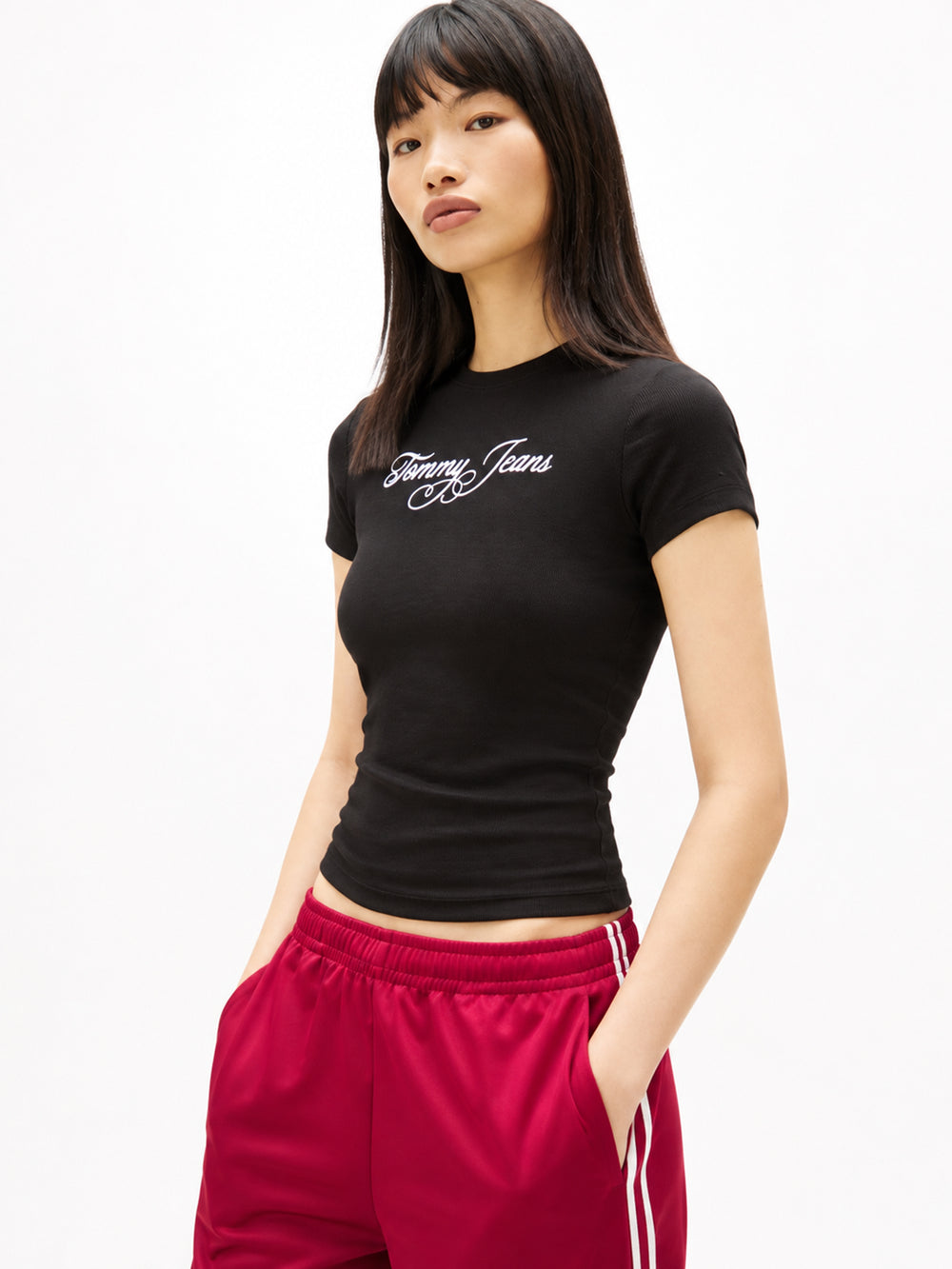 Solid Slim Fit Half Sleeve Ribbed T-Shirt