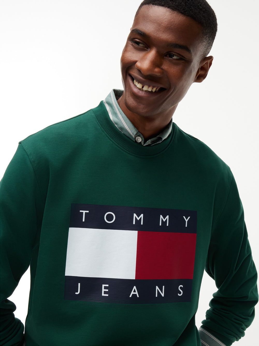 Regular Fit Diagonal Terry Crew Neck Sweatshirt