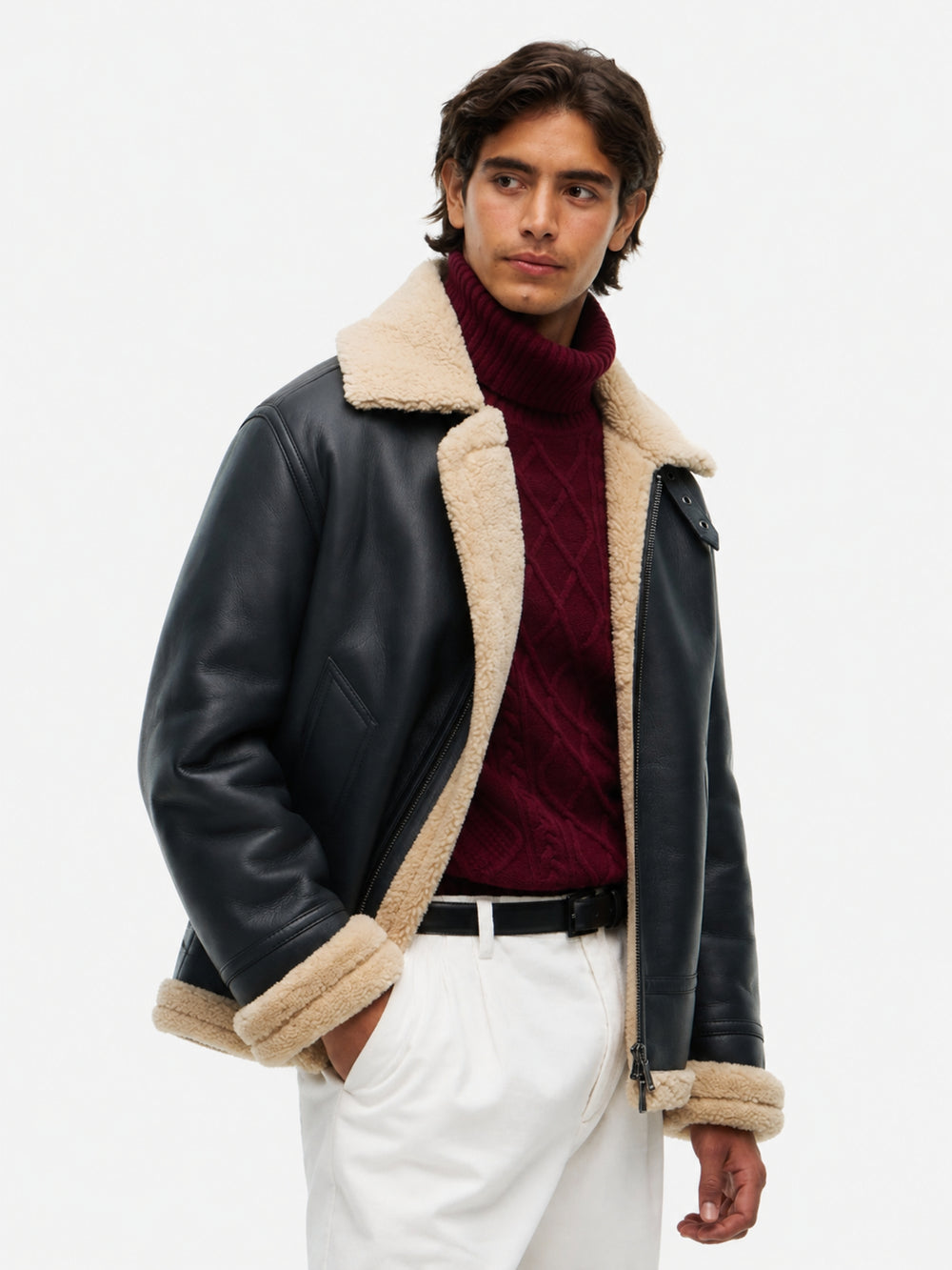 Relaxed Fit Leather Jacket