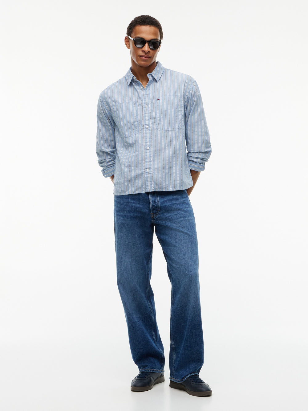 Boxy Fit Stripe Textured Shirt
