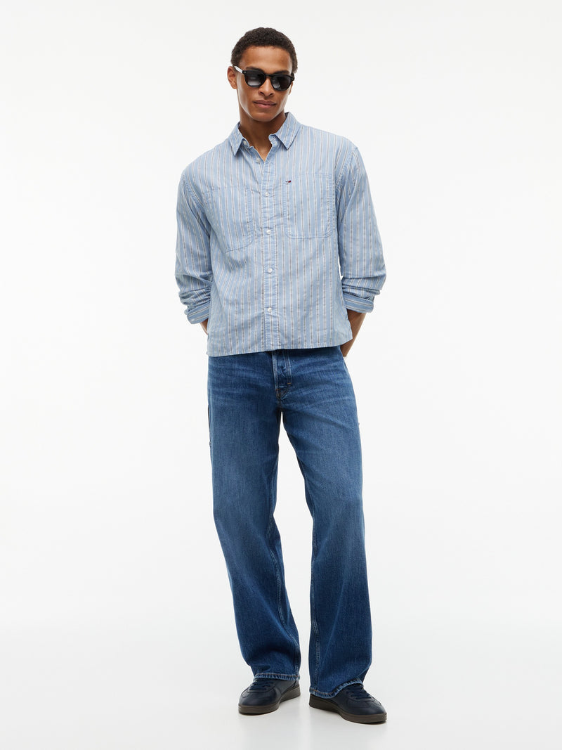 Boxy Fit Stripe Textured Shirt