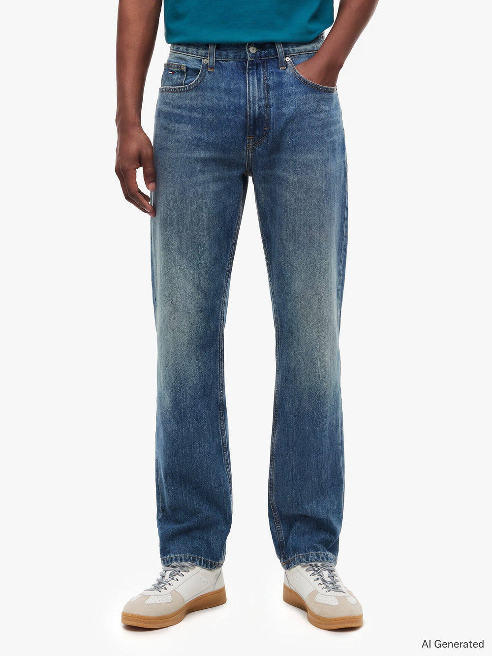 Men Ryan Slim Straight Mid Wash Jeans