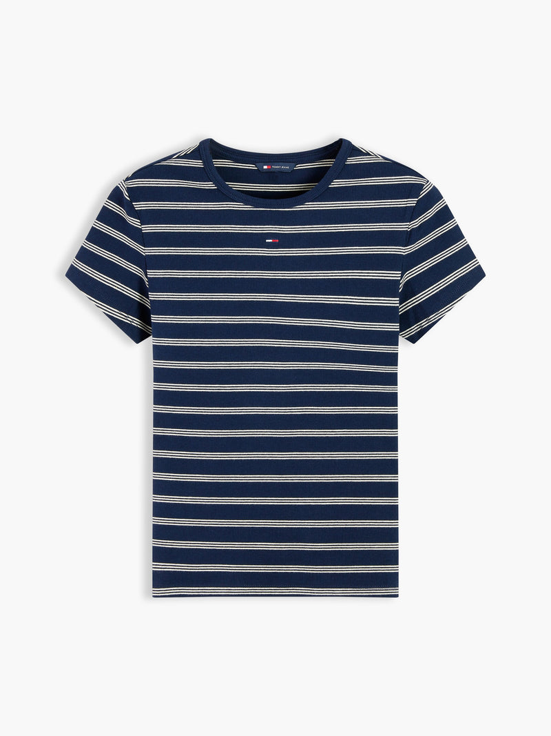 Stripe Slim Fit Half Sleeve Ribbed T-Shirt