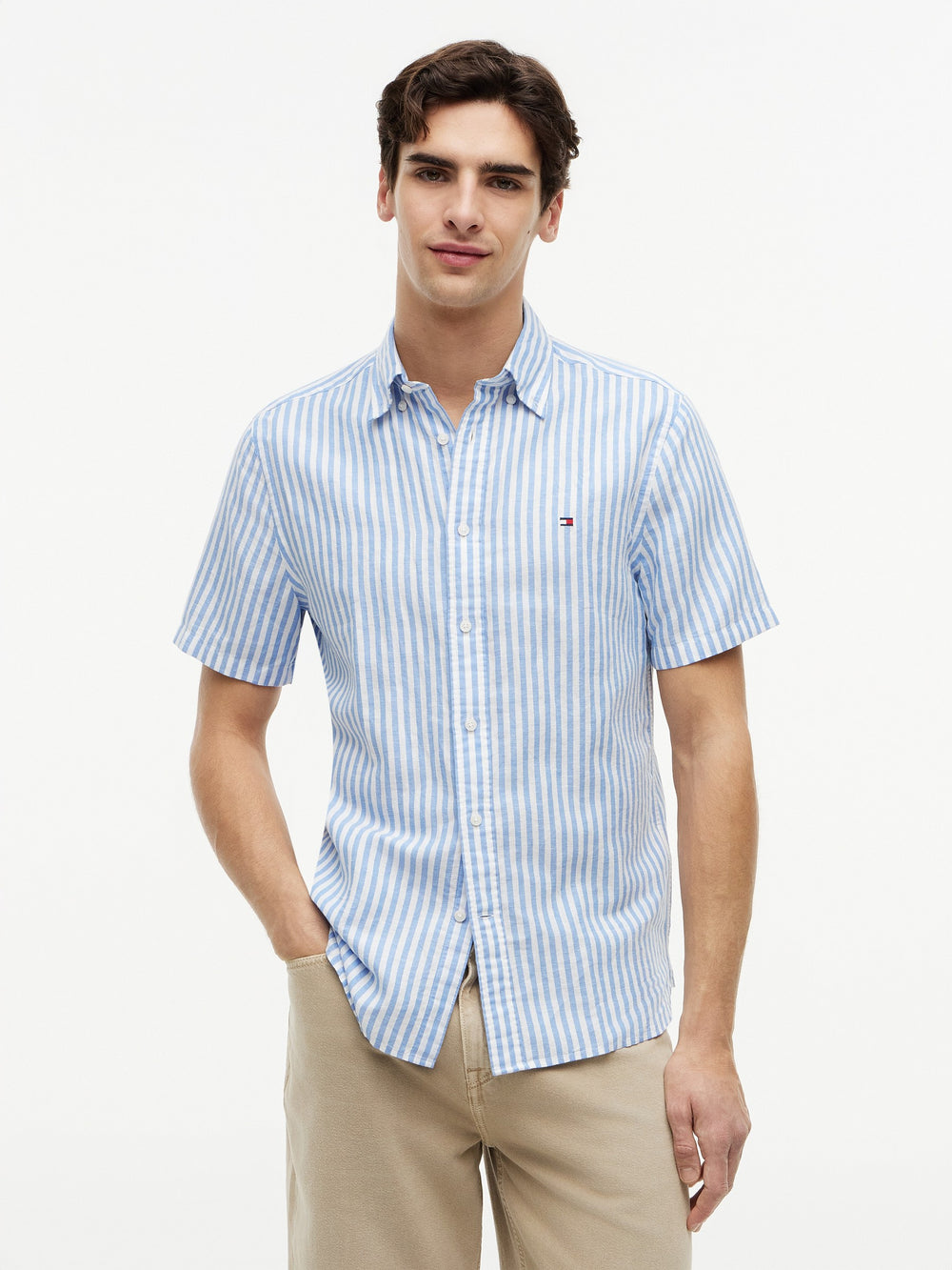 Regular Fit Stripe Ctn Linen Shirt