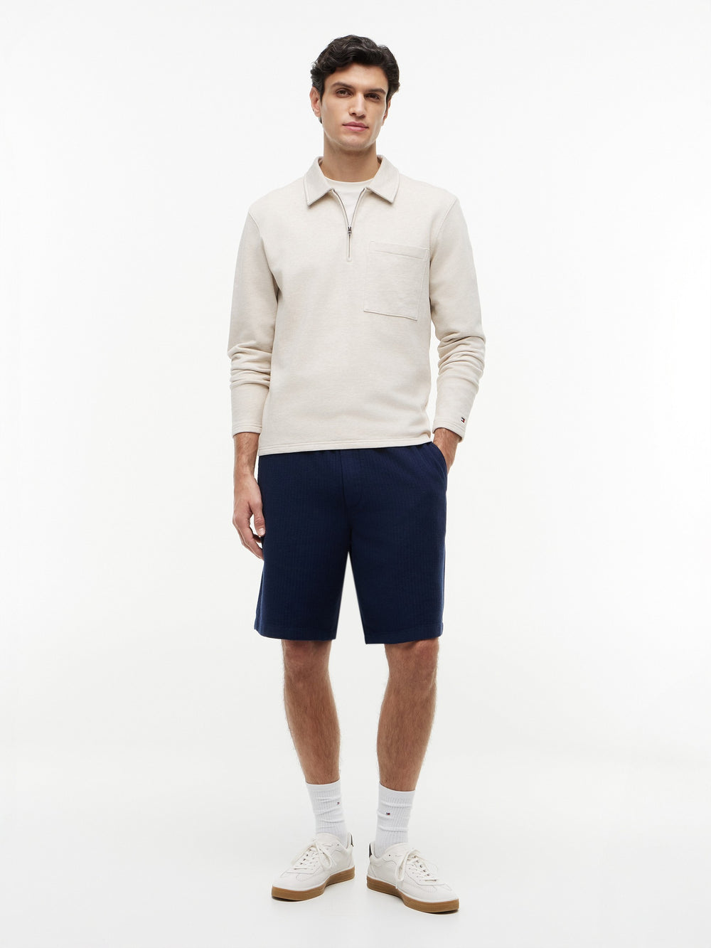 Regular Fit Terry Quarter Zip Sweatshirt
