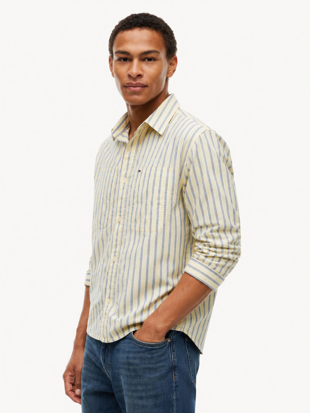 Boxy Fit Stripe Textured Shirt