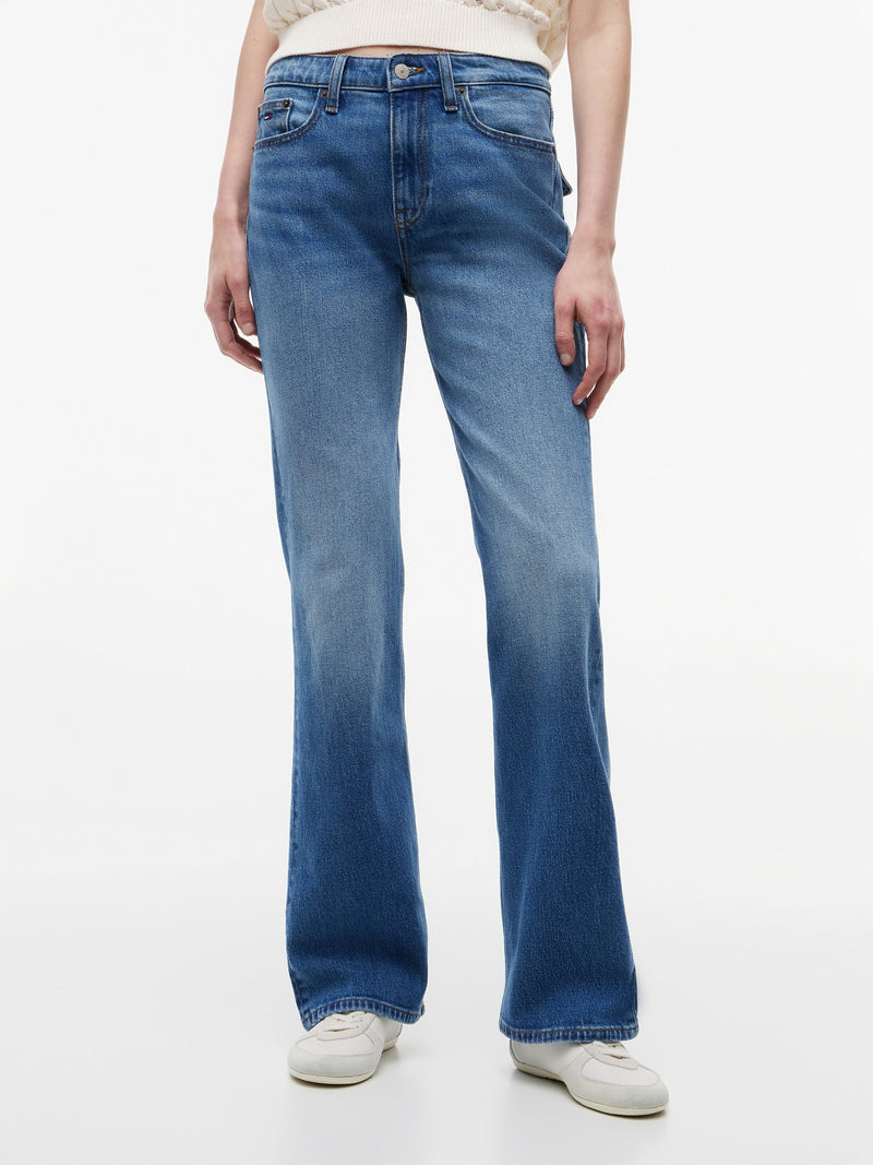 Mid Rise Mid Wash Stretch Bootcut Jeans