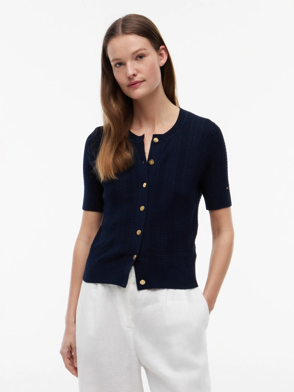 Texture Round Neck Cardigan