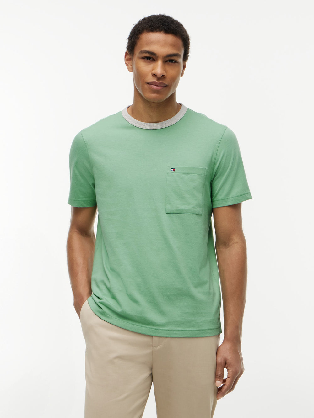 Regular Fit Mesh Neck Tshirt
