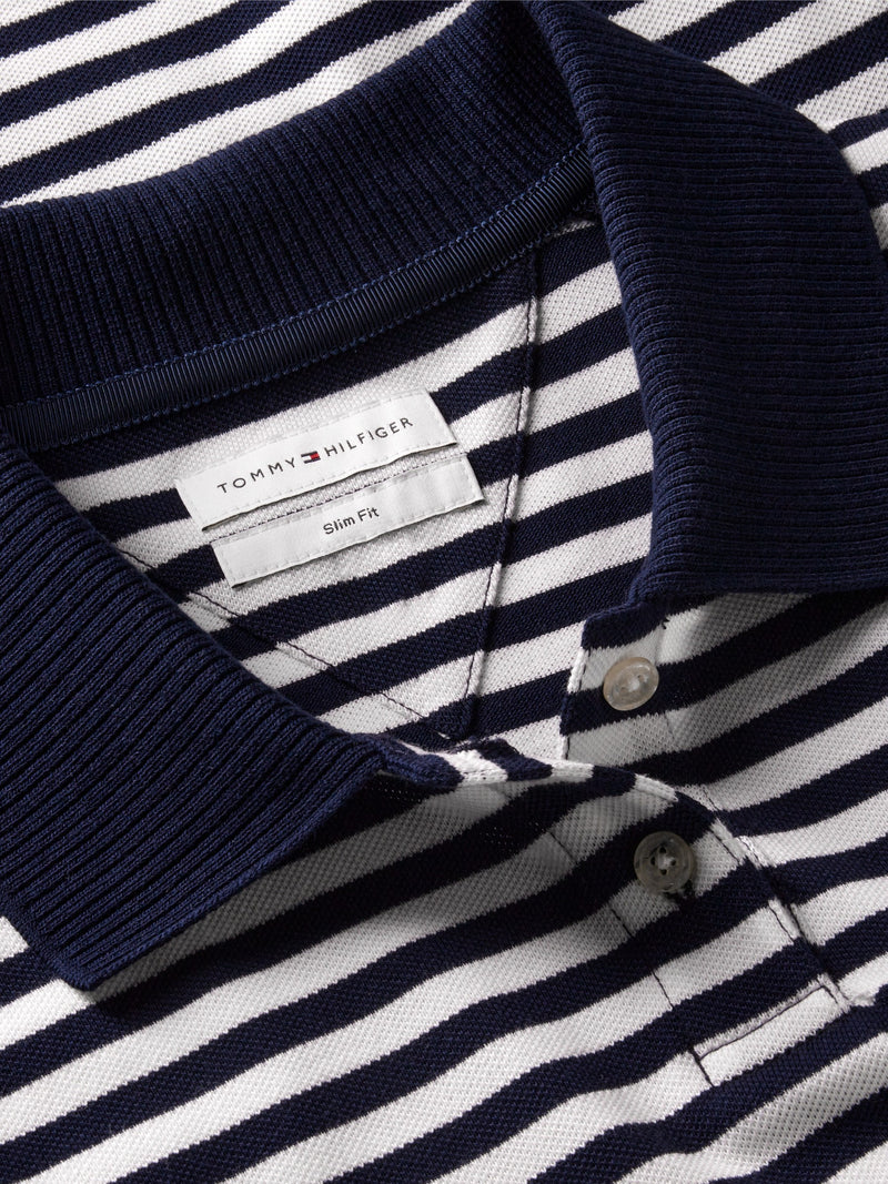 Stripe Slim Fit Half Sleeve Pique Polo