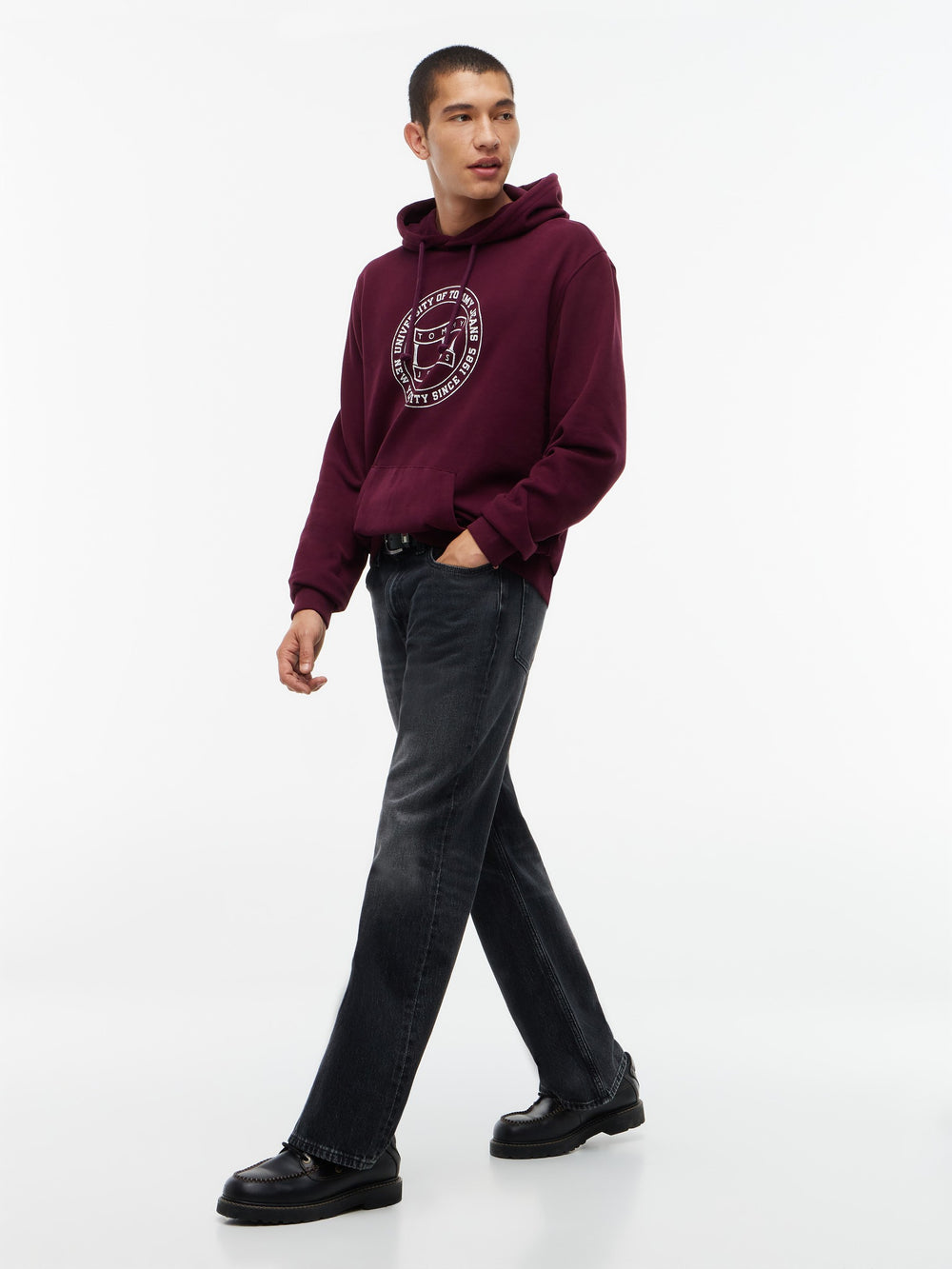 Regular Fit Diagonal Terry Hooded Sweatshirt