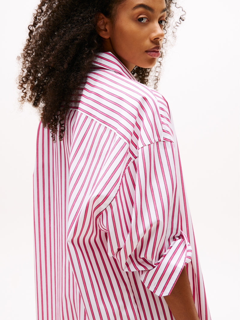 Full Sleeve Stripe Poplin Shift Dress