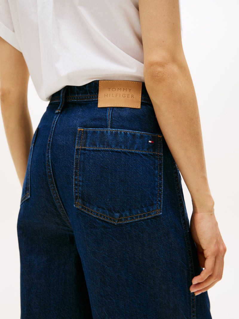 Women Mid Rise Dark Wash Wide Jeans