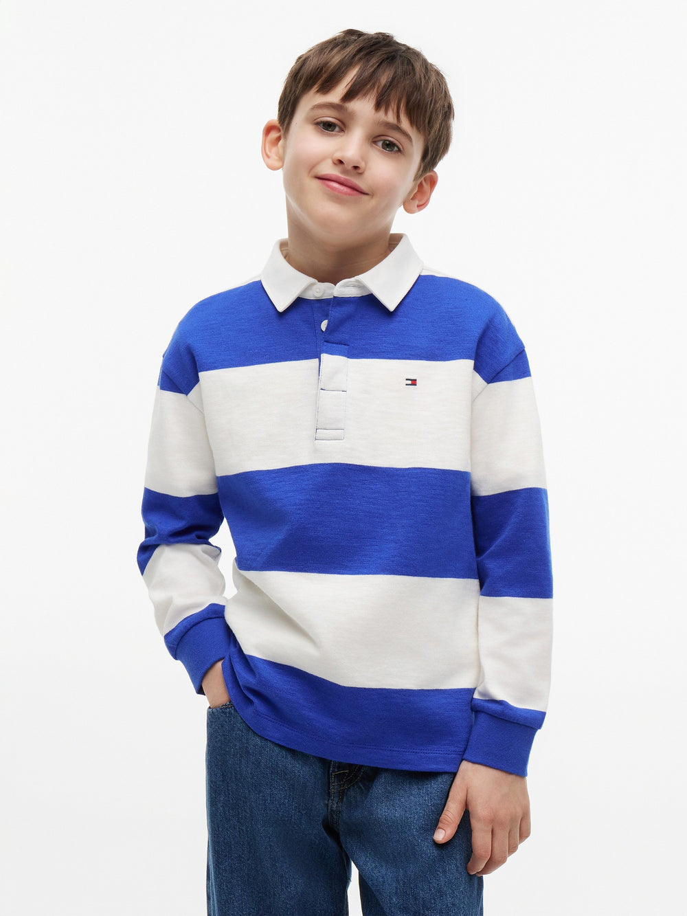 Kids Long-Sleeve Stripe Polo