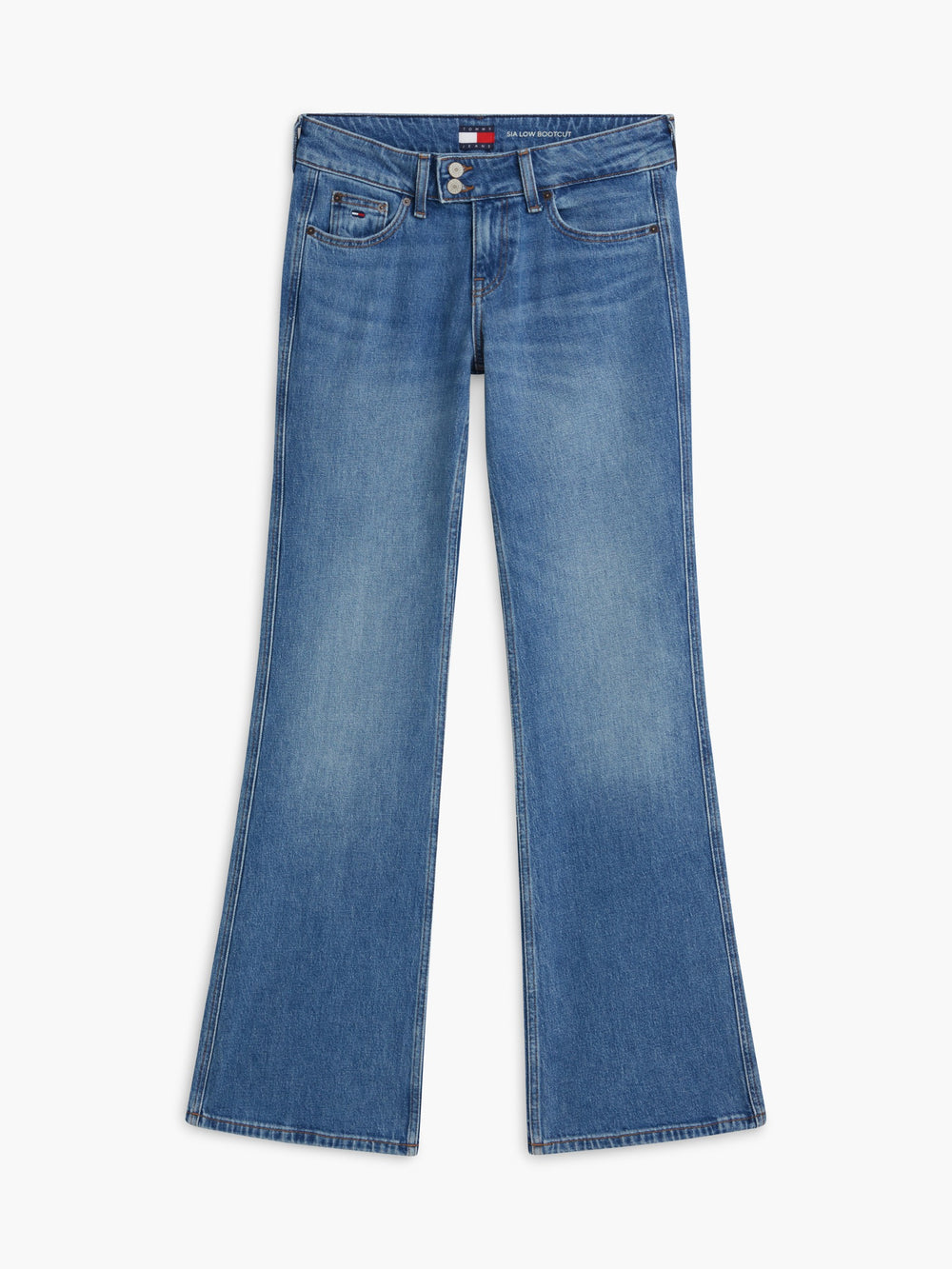 Low Rise Mid Wash Stretch Bootcut Jeans