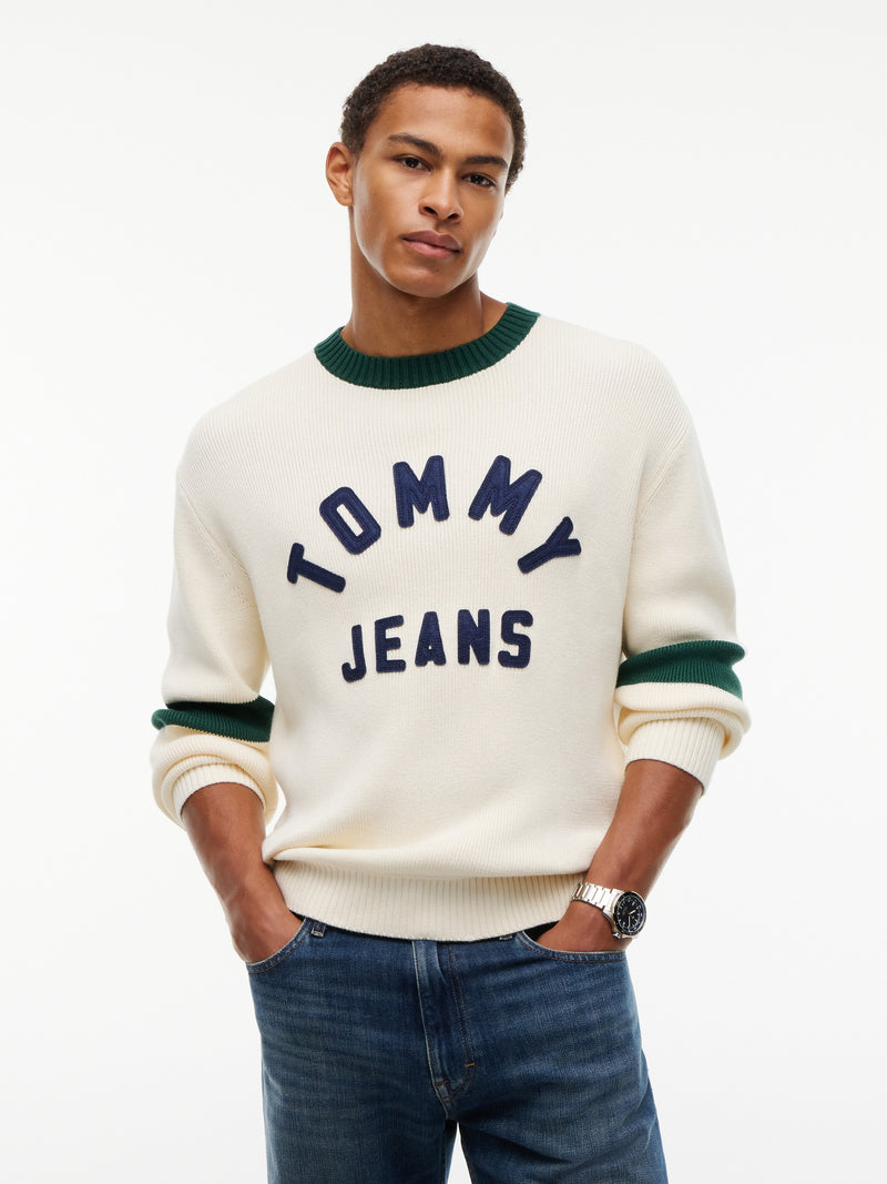 Regular Fit Embroidery Loose Knit Pullover