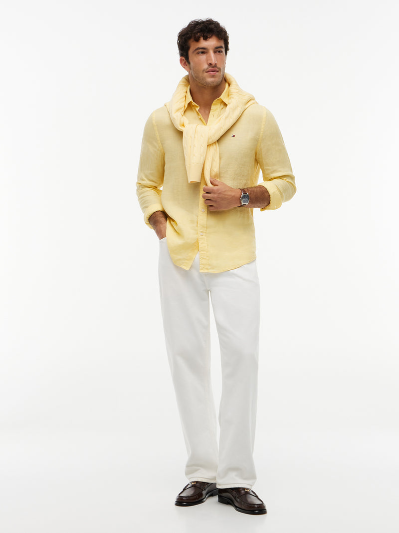 Regular Fit Solid Linen Shirt