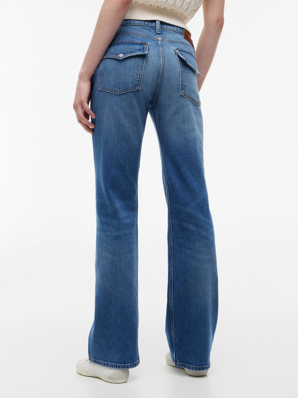 Mid Rise Mid Wash Stretch Bootcut Jeans