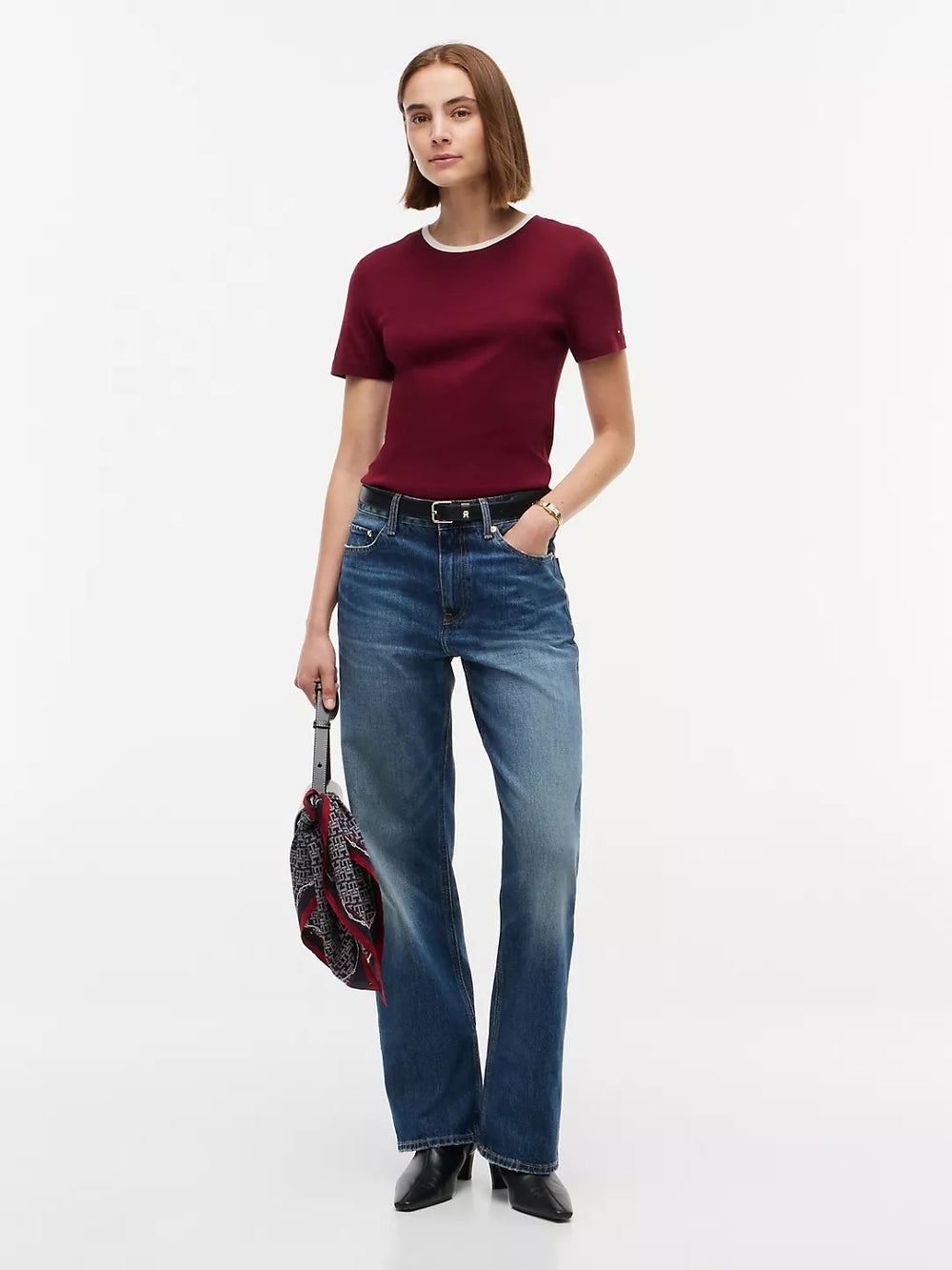 Solid Slim Fit Half Sleeve Ribbed T-Shirt