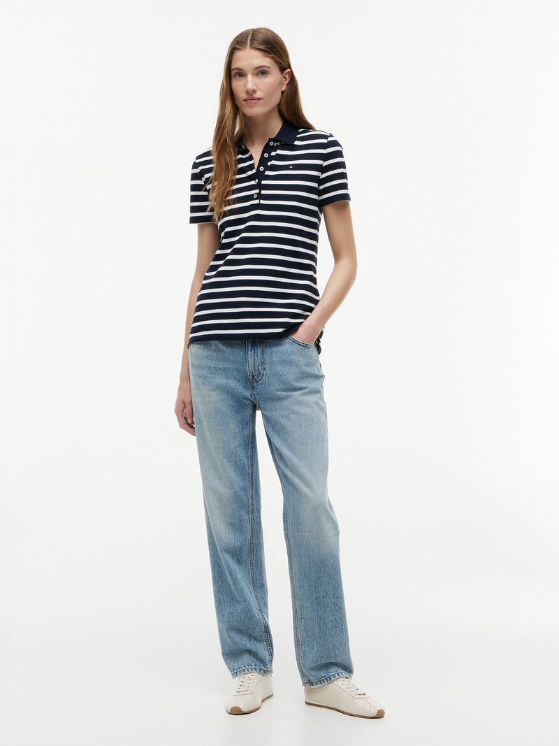 Stripe Regular Fit Half Sleeve Pique Polo