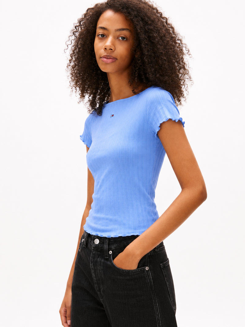 Solid Slim Fit Half Sleeve Ribbed T-Shirt