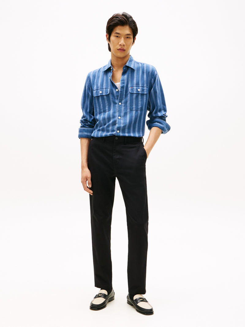 Relaxed Fit Stripe Cotton Linen Shirt