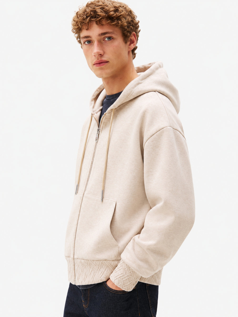 Relaxed Fit Zip Thru Hoodie