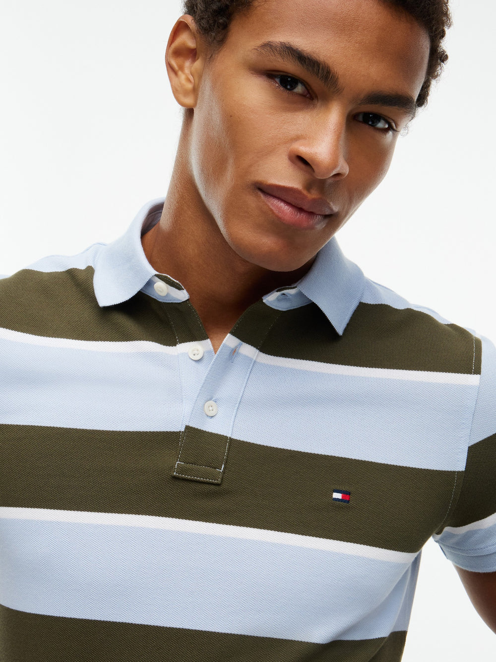 Slim Fit Striped Pique Polo