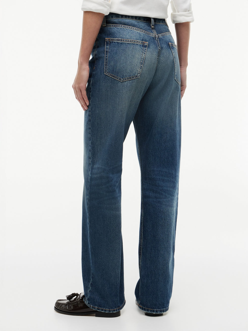 Mid Rise Mid Wash Loose Straight Jeans