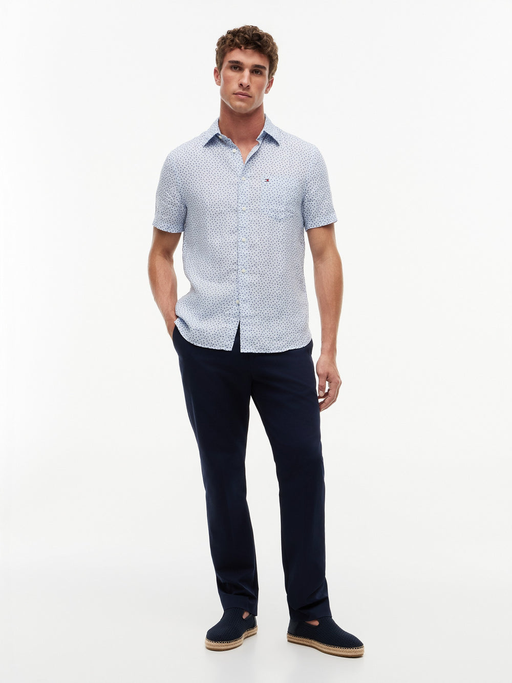 Regular Fit Print Linen Shirt