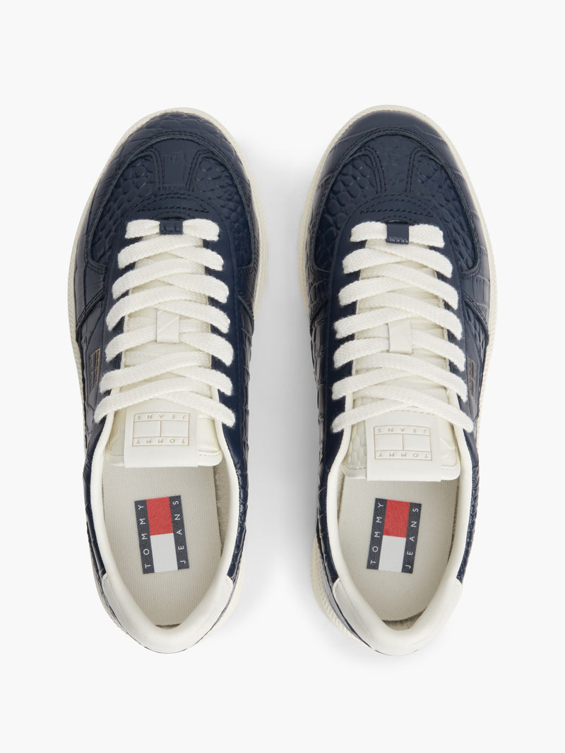 Women Croco Embossed Low Profile Sneaker