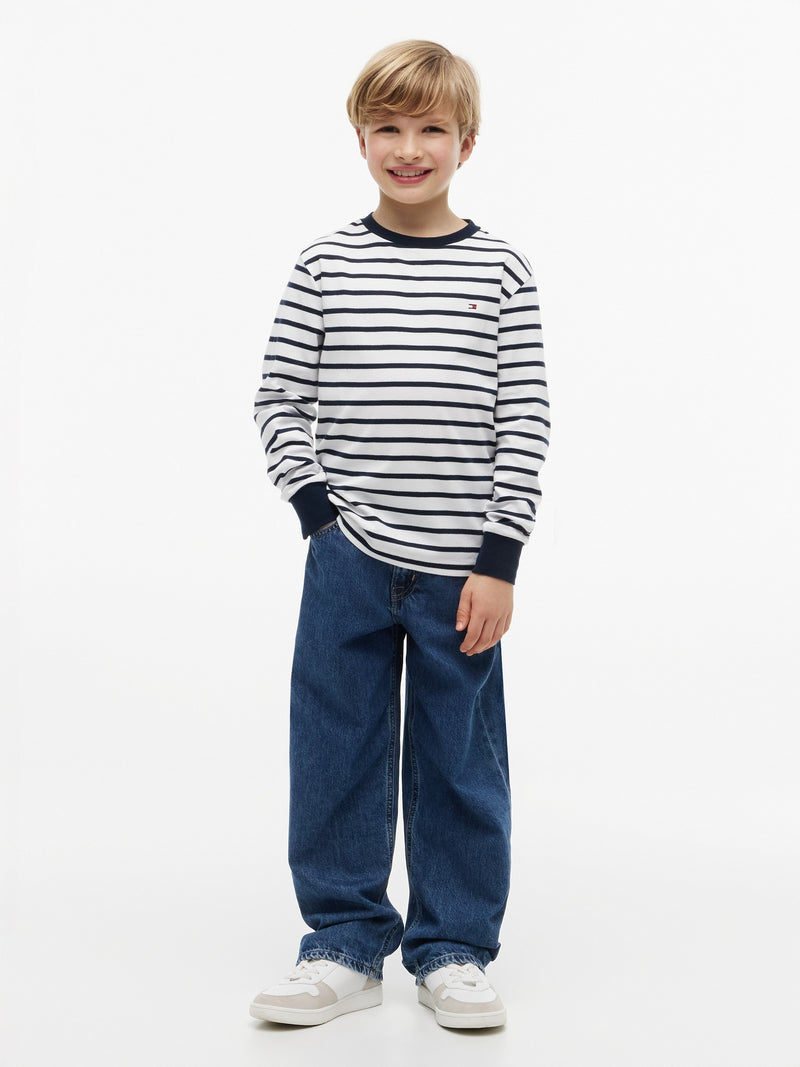 Kids Long-Sleeve Stripe Interlock T-Shirt