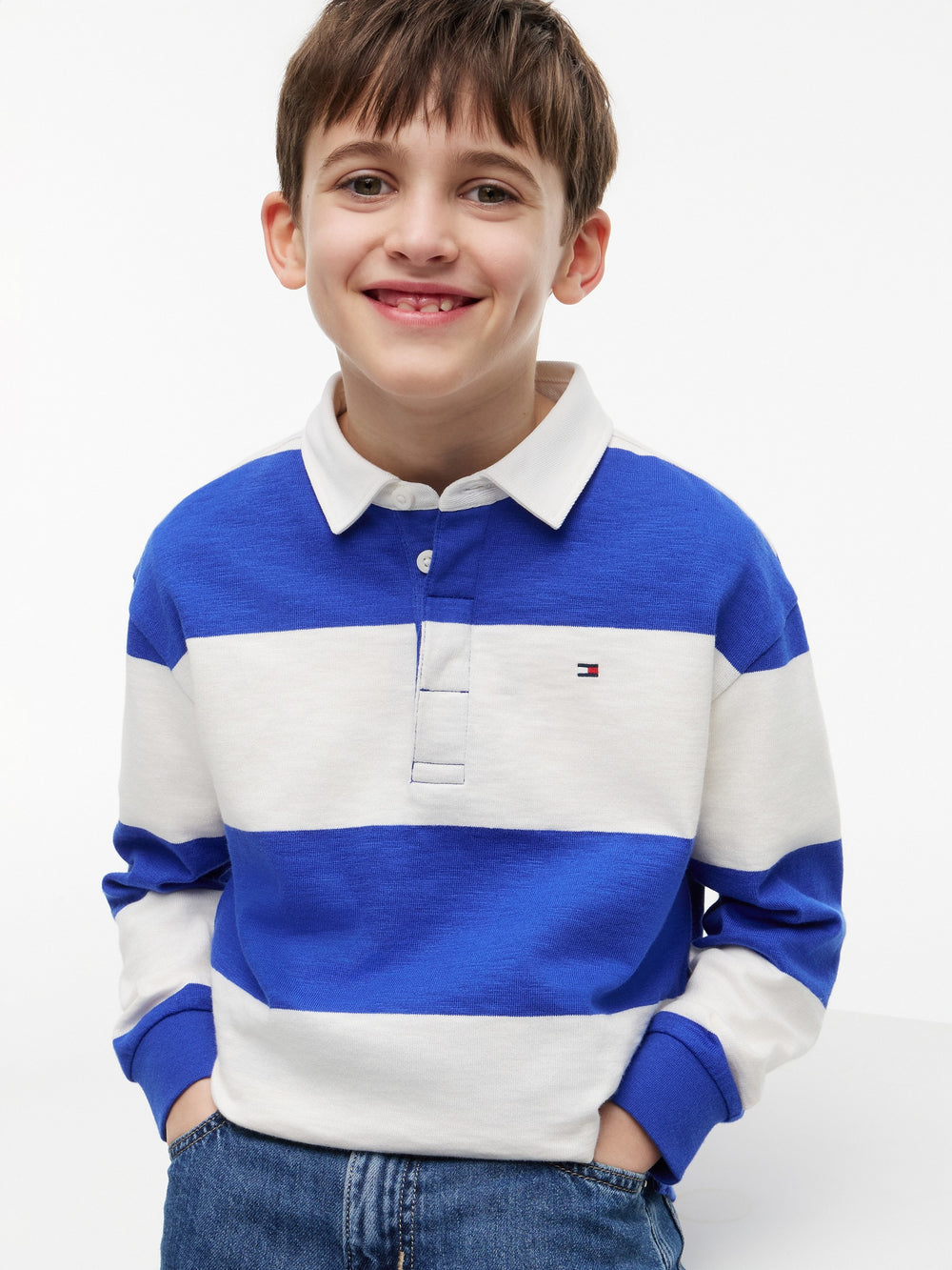 Kids Long-Sleeve Stripe Polo