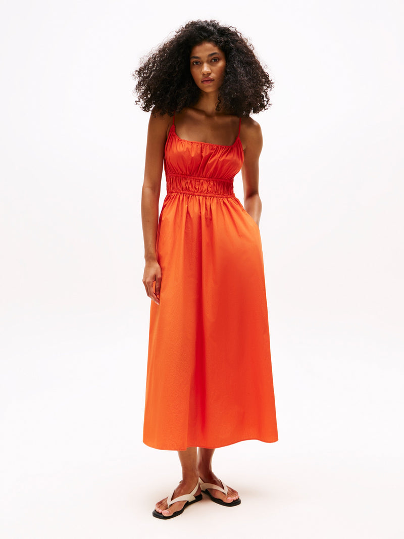 Full Sleeve Solid Poplin Fit & Flare Dress