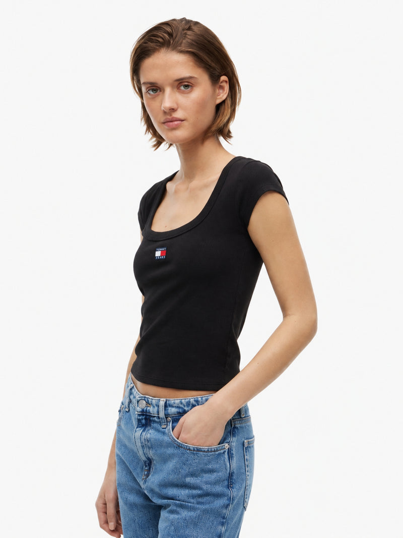Solid Slim Fit Half Sleeve Ribbed T-Shirt